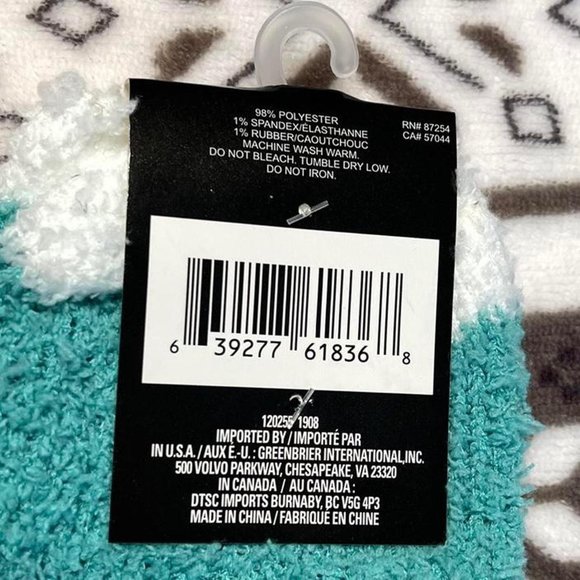 fuzzy ankle socks teal and white - Picture 3 of 4